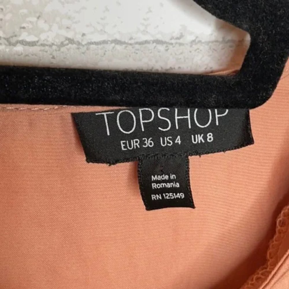 Topshop Shiny Ruffle Long Sleeve Blouse - Picture 2 of 9